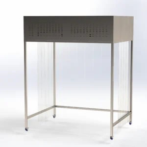 پیشگامان راه طب 19 لف استیشن استیل پرتابل با پرده PVC و چرخ برای جریان هوای لامینار در کلین روم